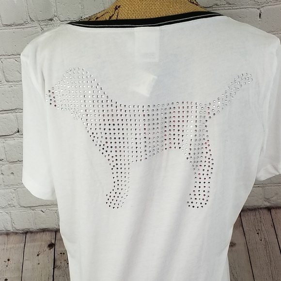 NWT VS Pink perfect v-neck bling tee size L - Picture 4 of 8